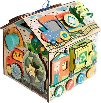 eliNeli Activity board domeček svítící - auta a dopravní prostředky