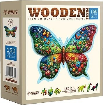 WOODEN CITY Drevené puzzle Farebný motýľ 150 dielikov