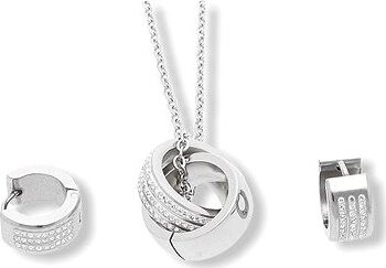 Ewena Strieborná súprava z chirurgickej ocele krúžky