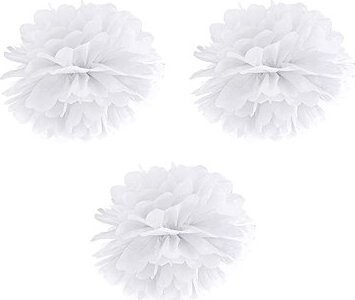 Partydeco Papierový brmbolec 25 cm biely 3 ks