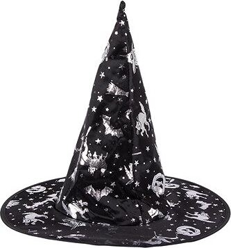 Verk Detský čarodejnícky klobúk Halloween čierno-strieborný