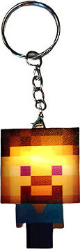 Detská svietiaca kľúčenka Minecraft Steve s pútkom a karabínou