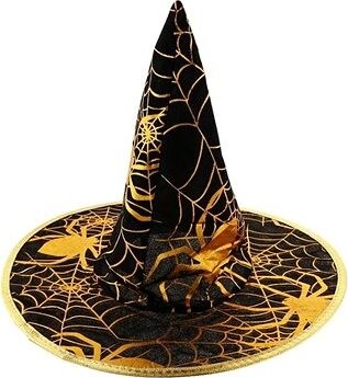 Klobúk Čarodejnica – Čarodejník – Zlatá Potlač – Halloween – 32 cm