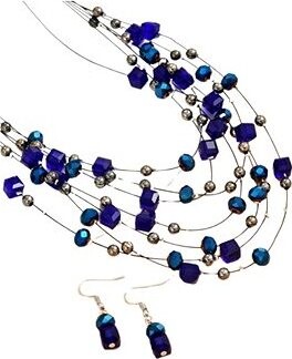 Flor de Cristal Náhrdelník a náušnice Roztopašné koráliky – modrá