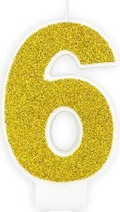 Sviečka narodeninová, 7 cm, číslica „6