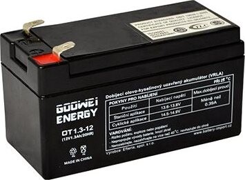 GOOWEI ENERGY Bezúdržbový olovený akumulátor AGM OT1.3-12 F1, 12 V, 1.3 Ah