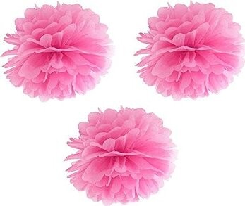 Partydeco Papierový pompom 25 cm, ružový, 3 ks