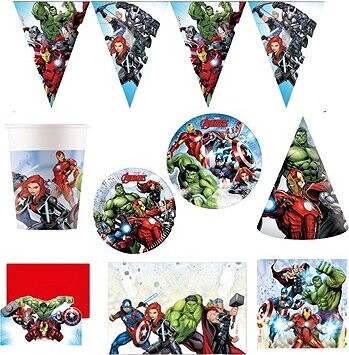 GODAN Detská narodeninová sada Avengers, 10 osôb