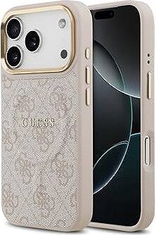 Guess PU Leather 4G Gold Frame MagSafe Zadný Kryt pre iPhone 17 Pro Pink