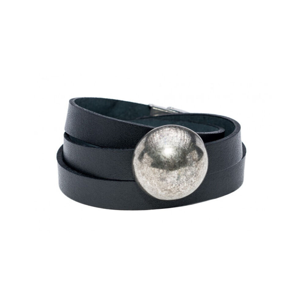 Dámsky kožený náramok s oceľovou ozdobou 18424