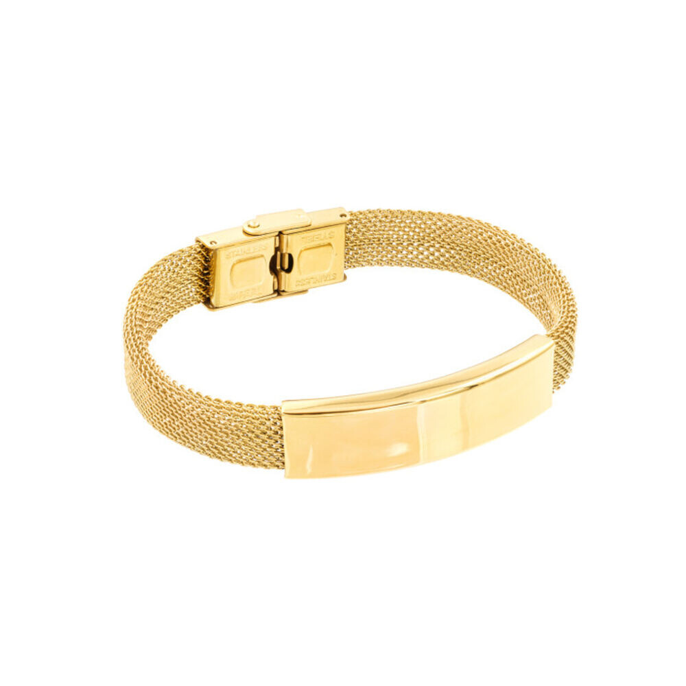 Náramok s oceľovej sieťoviny s pozláteným širokým prvkom 18609
