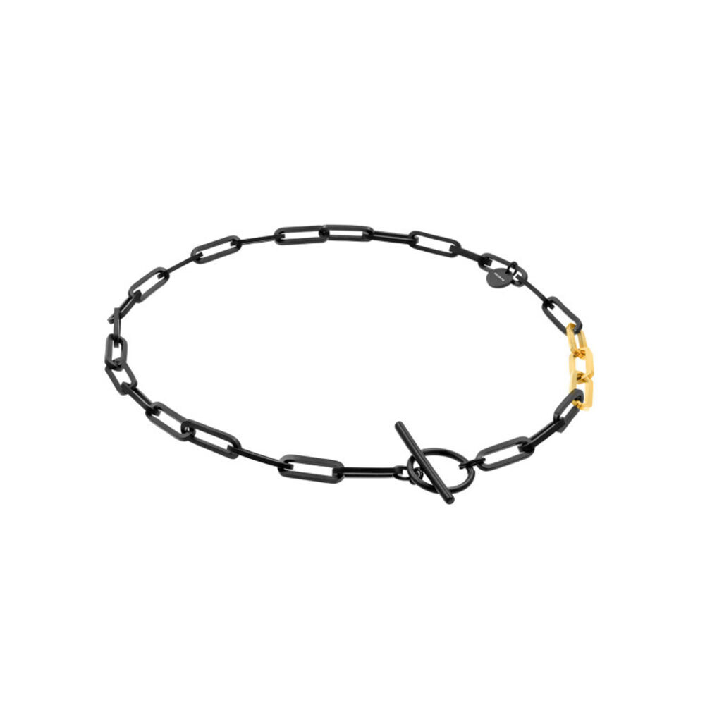 Dámsky krátky čierny náhrdelník s T-zapínaním 18763