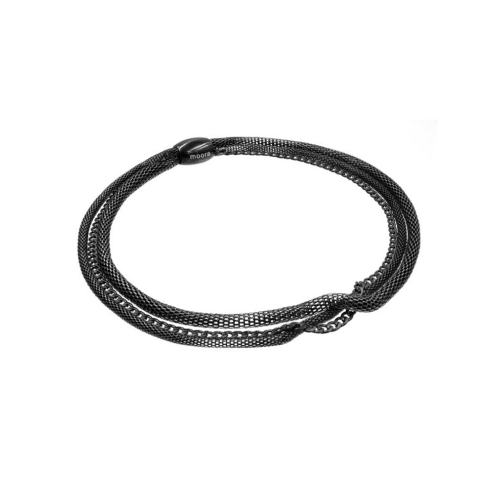 Choker náhrdelník čierny z kombinovaných oceľových retiazok 18952