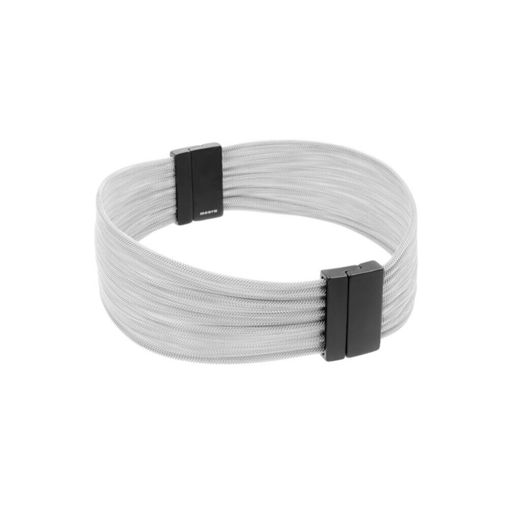 Choker náhrdelník z oceľovej sieťoviny s čiernym zapínaním 18994