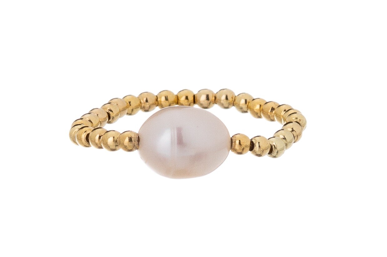 Alisia Pozlátený guličkový prsteň s pravou perlou AL4640.01.000.D 57 mm