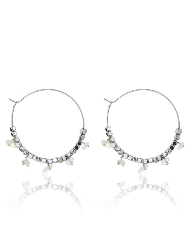 Emily Westwood Oceľové náušnice kruhy s ruženínom Eden EWE23040S