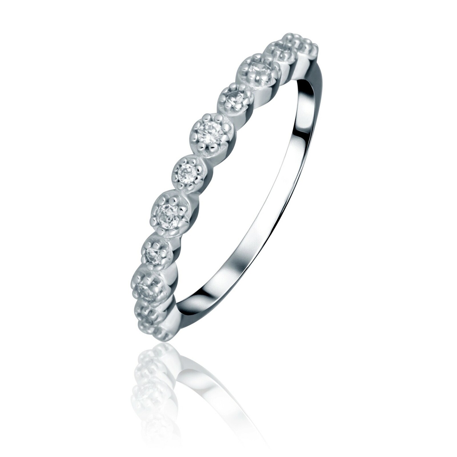 JVD Blyštivý strieborný prsteň so zirkónmi SVLR1120XH2BI 54 mm