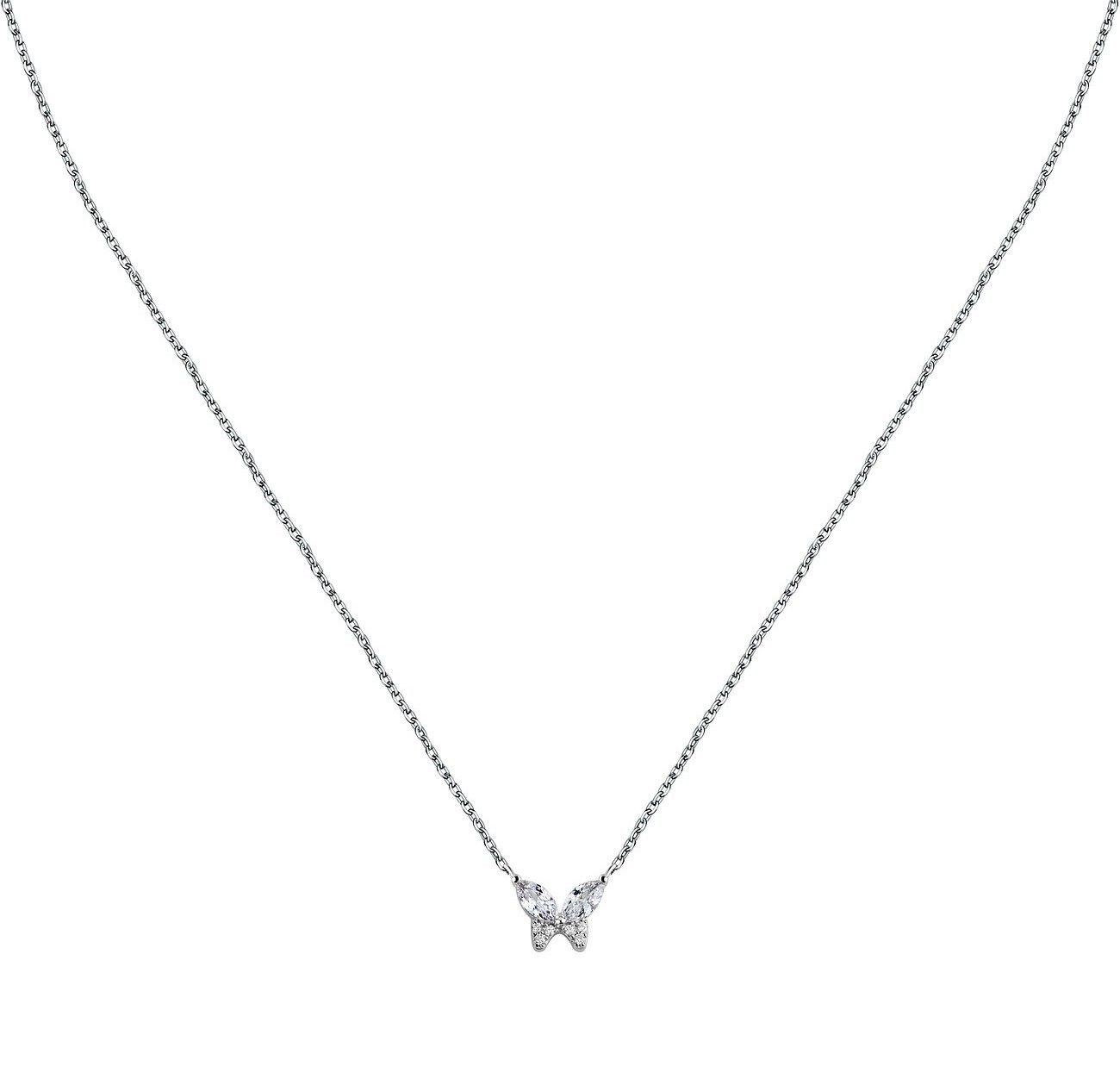 La Petite Story Slušivý strieborný náhrdelník Motýlik so zirkónmi Silver LPS10AWV96