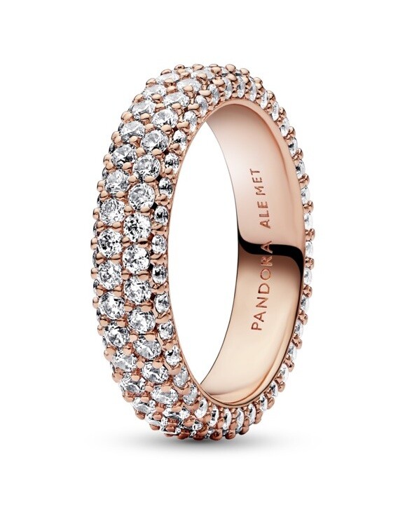 Pandora Elegantný pozlátený prsteň so zirkónmi Timeless Rose 182629C01 52 mm