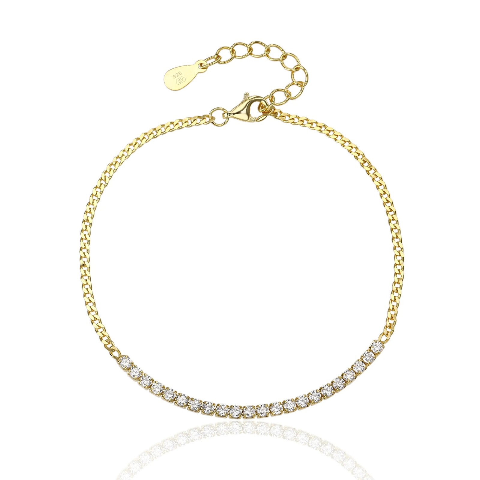 JVD Trblietavý pozlátený náramok so zirkónmi SVLB0557XJ6GO18