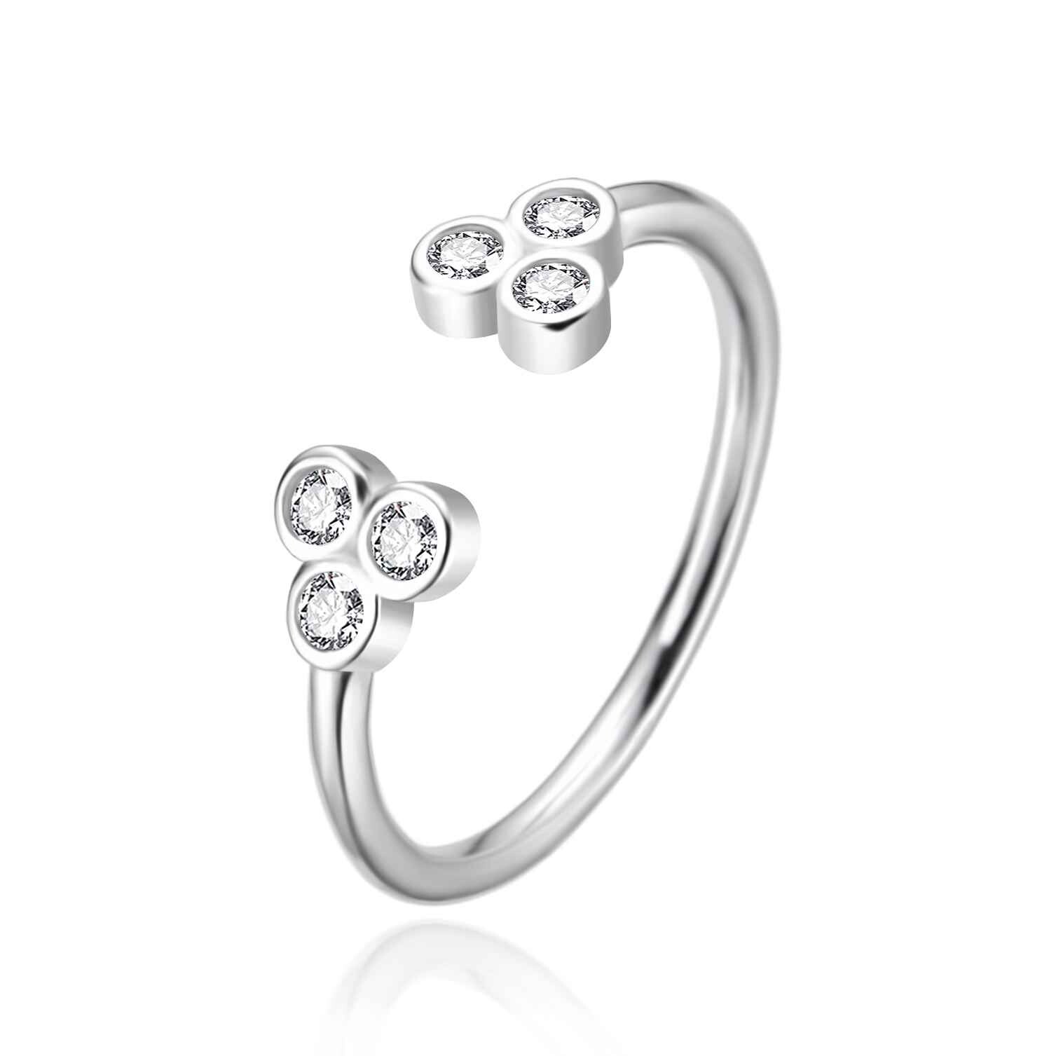 Agato Strieborný otvorený prsteň so zirkónmi AGT-R68W 57 mm