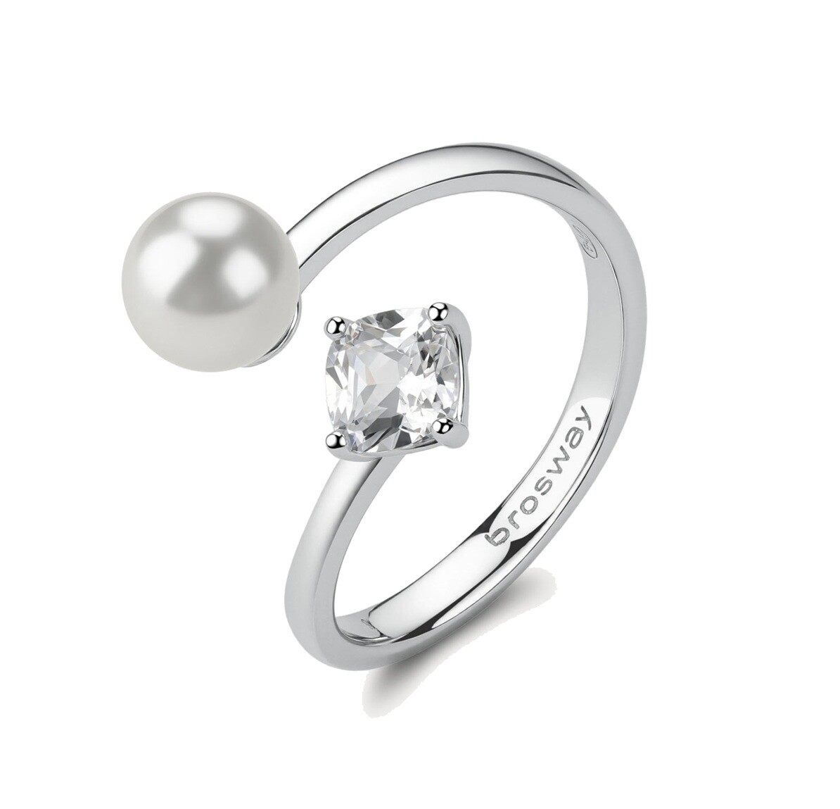 Brosway Pôvabný strieborný otvorený prsteň Infinite White Fancy FIW147 54 mm