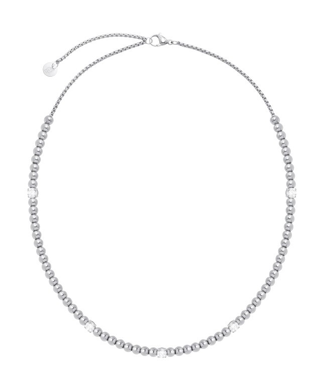 Liu Jo Oceľový korálkový náhrdelník s kryštálmi LJ2985