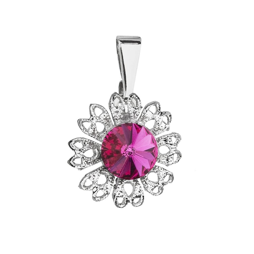 Evolution Group Trblietavý prívesok s kryštálom Swarovski Kvetina 54032.3 fuchsia