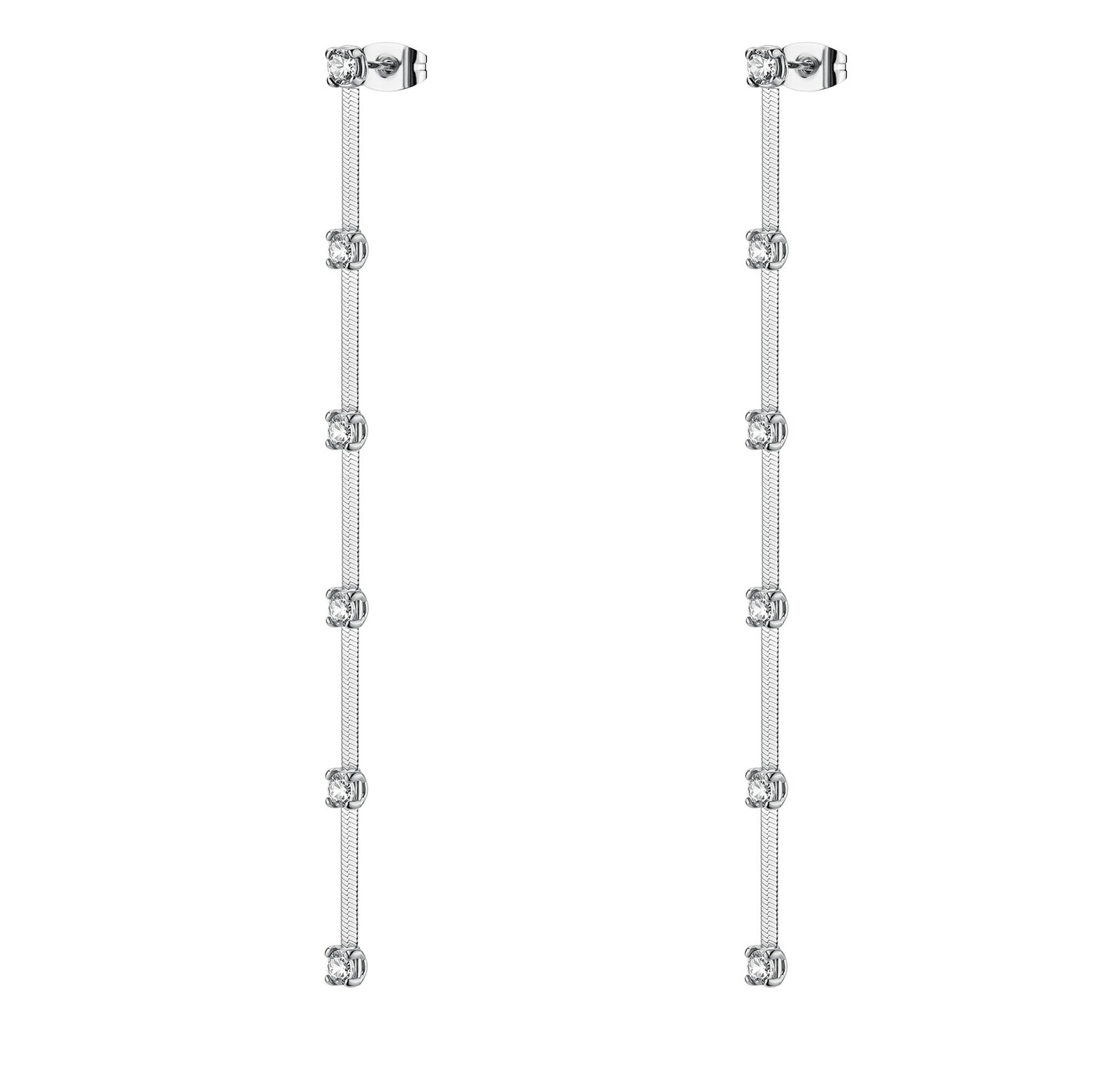 Brosway Dlhé oceľové náušnice s čírymi zirkónmi Dreaming BIG25