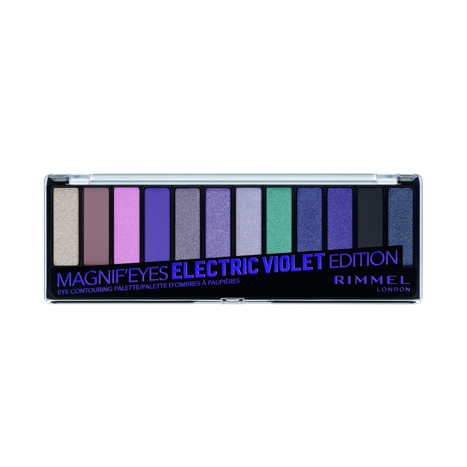 Rimmel Paletka 12 očných tieňov MagnifEyes (Eyeshadow Palette) 14,16 g 008 Electric Violet Edition