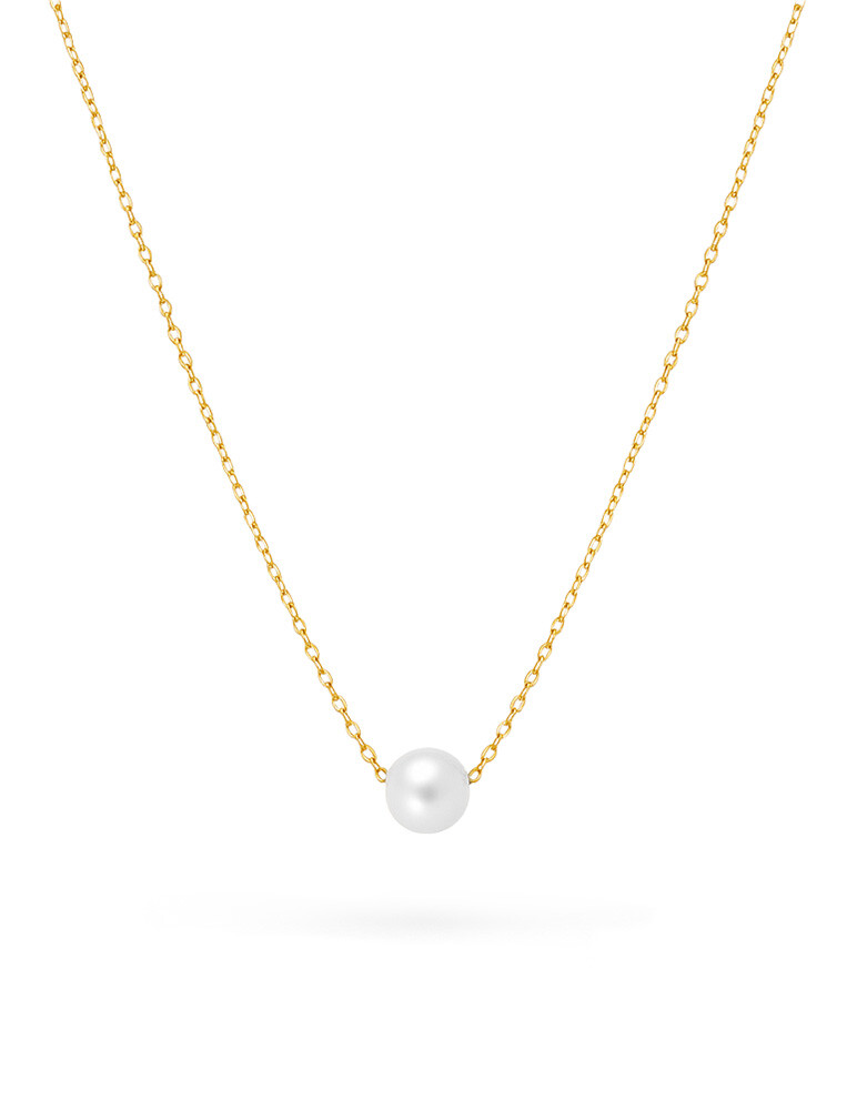 Brilio Pôvabný náhrdelník zo žltého zlata s riečnou perlou 14/778.871P