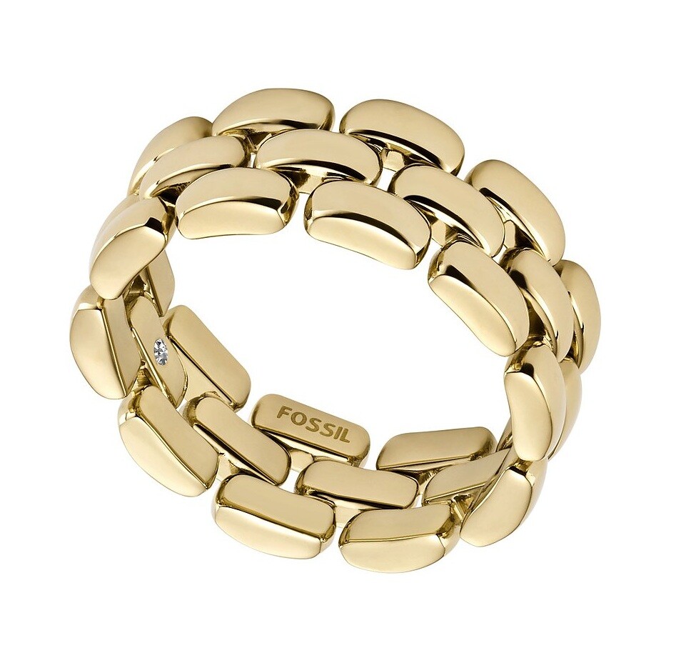 Fossil Štýlový dámsky prsteň z pozlátenej ocele Arden JF04785710 60 mm