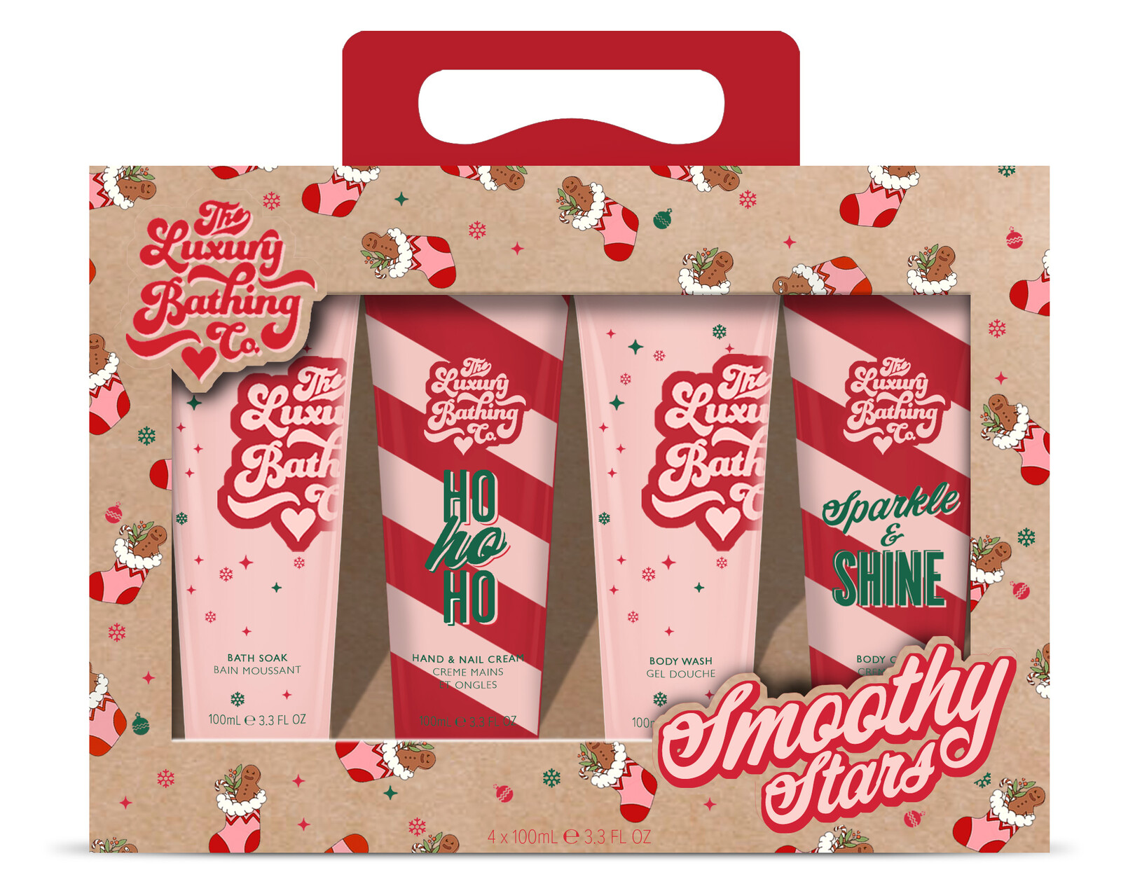 The Luxury Bathing Company Darčeková sada ošetrujúcej kozmetiky Vianočné cukrovinky, Kakao & Vanilka 4 ks