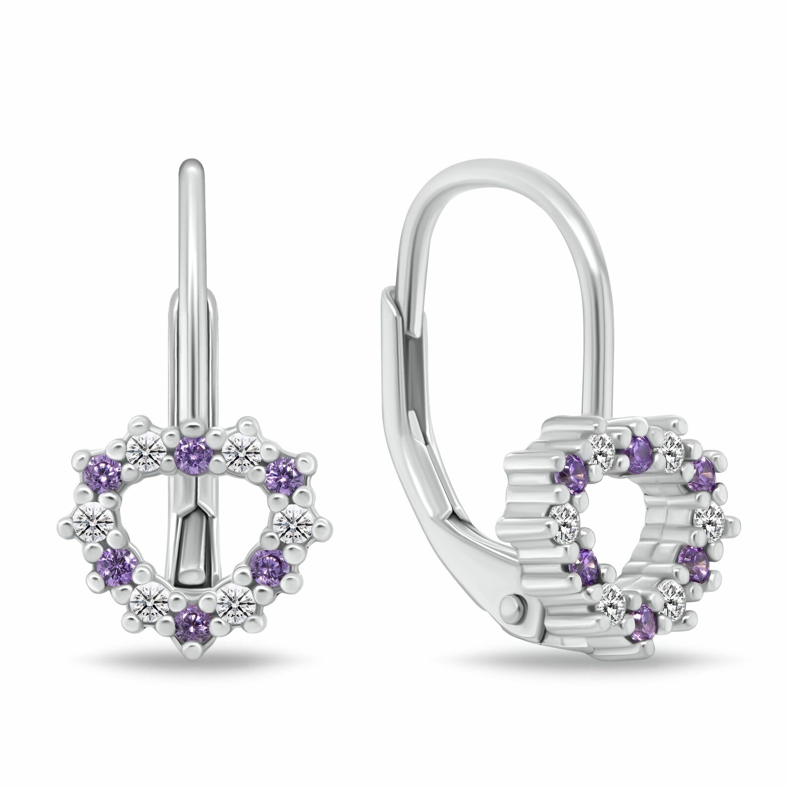 Brilio Silver Dievčenské strieborné náušnice Srdiečko s kubickými zirkónmi EA1235WAM