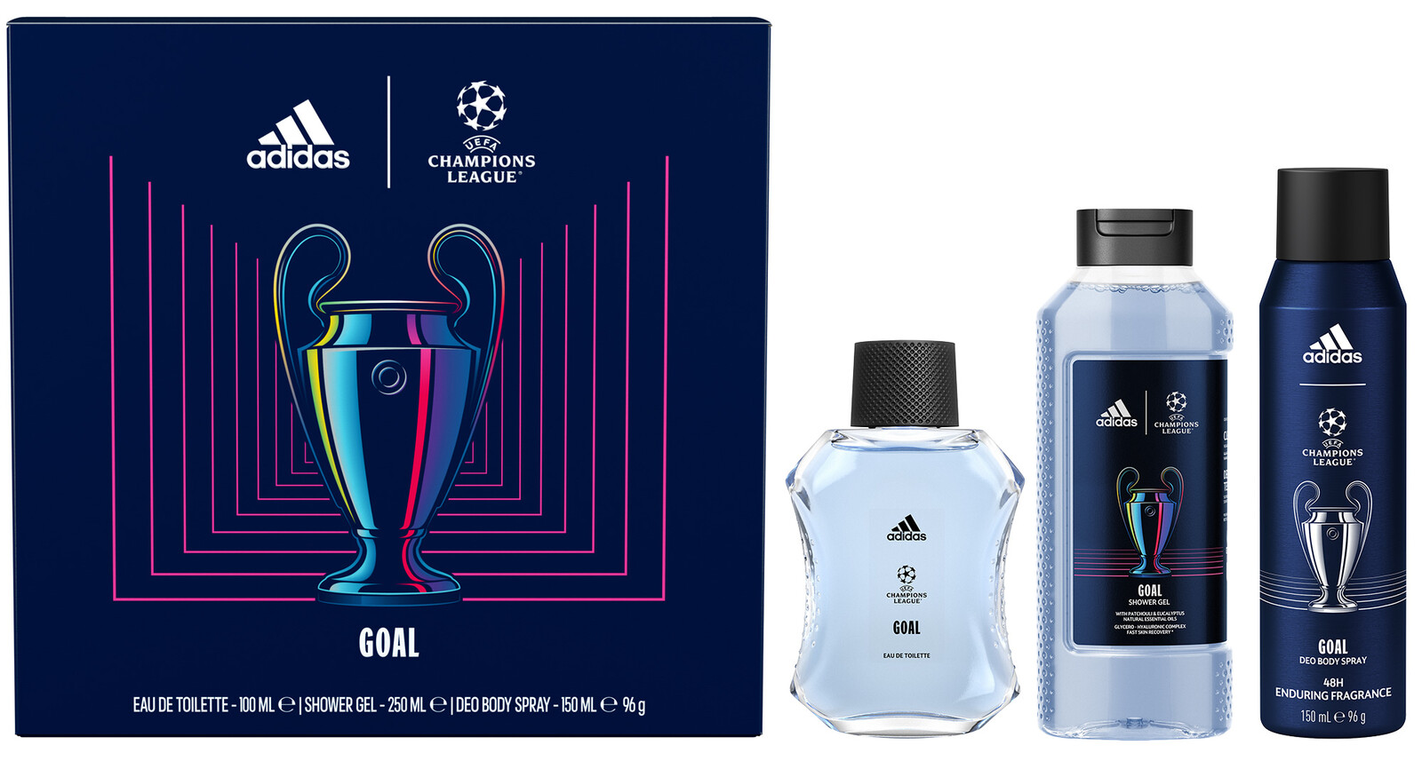 Adidas UEFA Champions League Goal - EDT 100 ml + dezodorant v spreji 150 ml + sprchový gél 250 ml