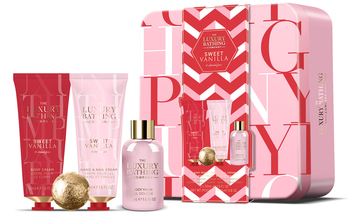 The Luxury Bathing Company Darčeková sada v plechovej dóze Vanilka & Mandle 4 ks