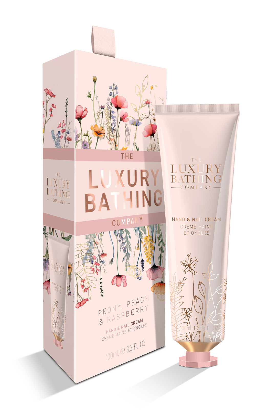 The Luxury Bathing Company Ošetrujúci krém na ruky Pivonka, Broskyňa & Malina (Hand & Nail Cream) 100 ml