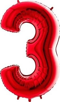 FLEXMETAL Balón fóliový číslica červená – red 102 cm – 3