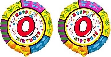FLEXMETAL Balón fóliový – happy birthday 0 narodeniny, 45 cm, 2 ks