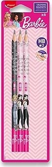 MAPED Barbie HB, trojhranná s gumou – balenie 6 ks