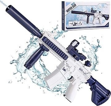 BATTLE Elektrická vodná pištoľ – M416, zabudovaný 370 ml zásobník, modrá