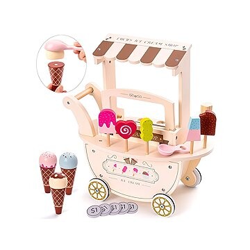 iMex Toys Drevený zmrzlinový vozík so zmrzlinou