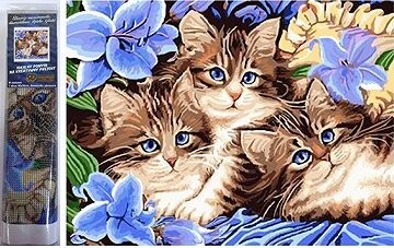 NORIMPEX Tri mačiatka v kvetoch 30 × 40 cm