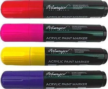 Artmagico Jumbo akrylové 15 mm, Summer - sada 4 ks (červená, růžová, žlutá, fialová)