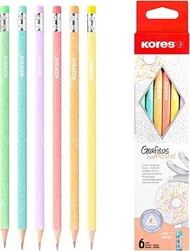 KORES Grafitos Style Pastel HB, trojhranná – súprava 6 ks