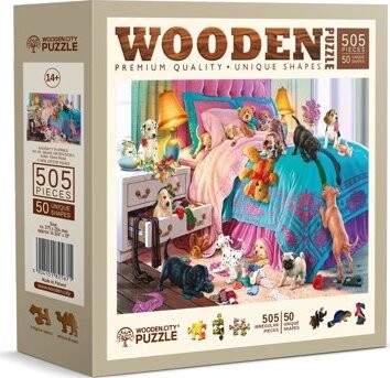 WOODEN CITY drevené puzzle - Nezbedné šteňatá 505 dielikov
