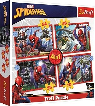 Trefl Puzzle Hrdinský Spiderman 4 v 1 (35, 48, 54, 70 dielikov)