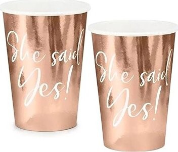 PARTYDECO Tégliky she said yes/rozlúčka so slobodou, ružovo-zlaté/rosegold 220 ml, 12 ks