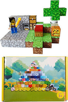 Toybit Magnetická stavebnice Minecraft Úkryt s postelí, pecí a truhlou 51 ks