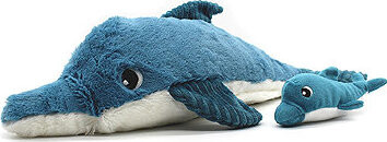 Les Déglingos Plyšový delfín, mama s bábätkom, modrý